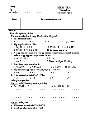 Kiểm tra môn Số học khối 6